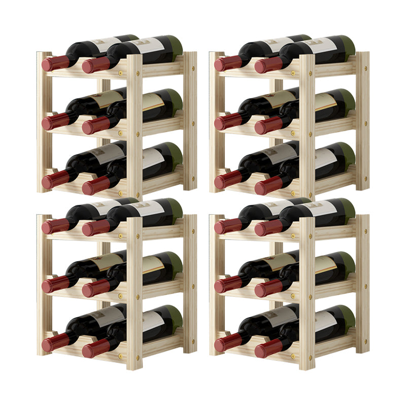 Modern Countertop Wine Bottle Holder Pine Bottle Wine Rack with Shelf