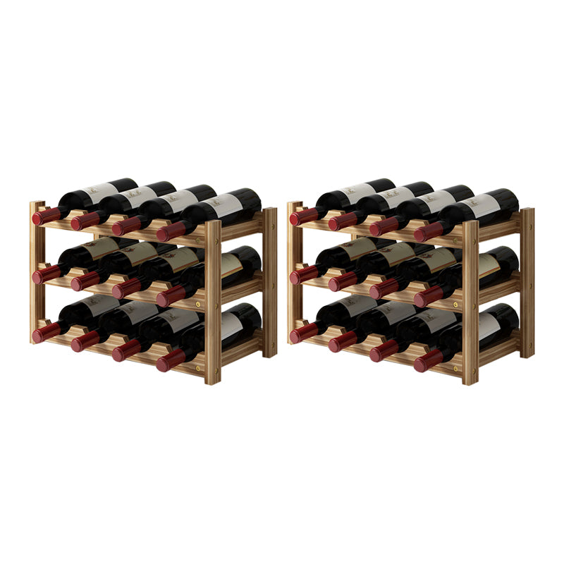 Modern Countertop Wine Bottle Holder Pine Bottle Wine Rack with Shelf