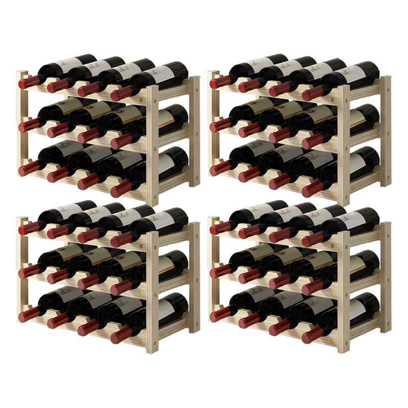 Modern Countertop Wine Bottle Holder Pine Bottle Wine Rack with Shelf