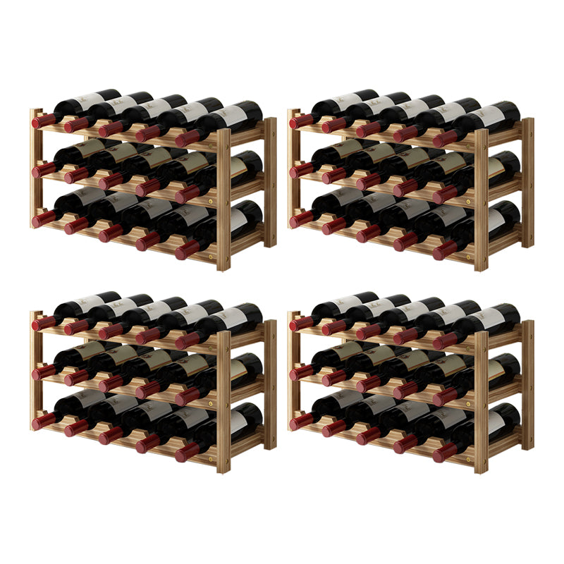 Modern Countertop Wine Bottle Holder Pine Bottle Wine Rack with Shelf