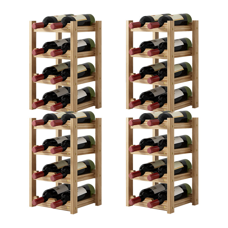 Modern Countertop Wine Bottle Holder Pine Bottle Wine Rack with Shelf