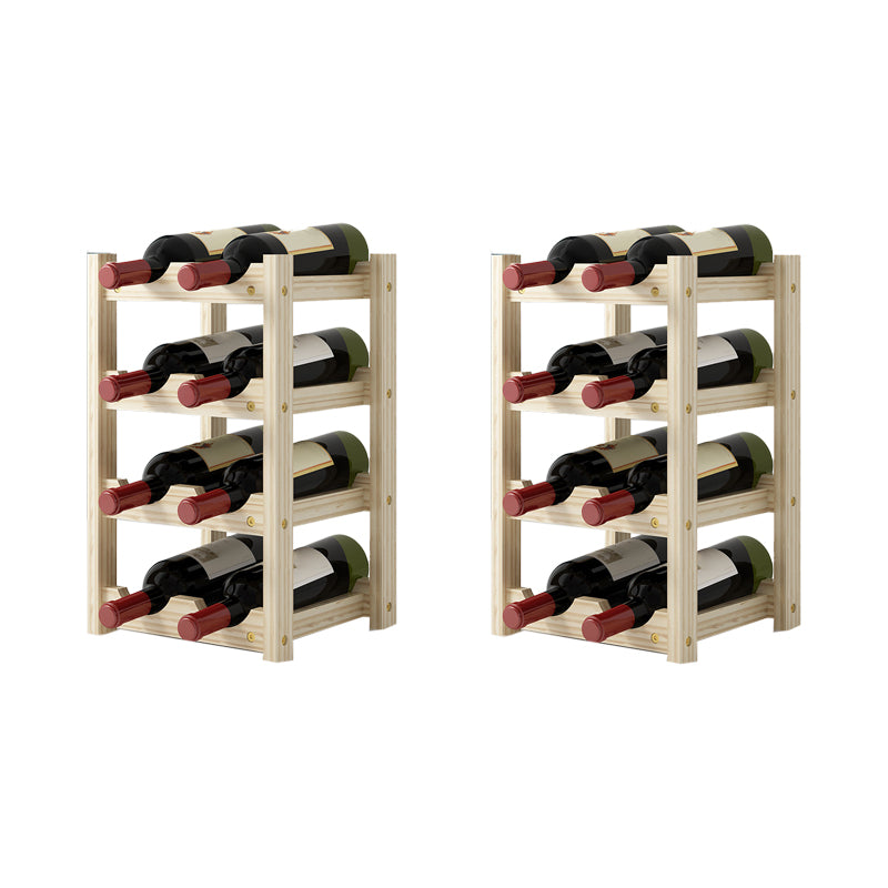 Modern Countertop Wine Bottle Holder Pine Bottle Wine Rack with Shelf