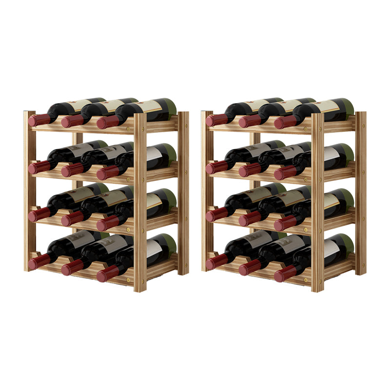 Modern Countertop Wine Bottle Holder Pine Bottle Wine Rack with Shelf