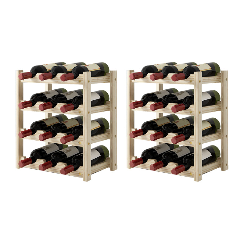 Modern Countertop Wine Bottle Holder Pine Bottle Wine Rack with Shelf