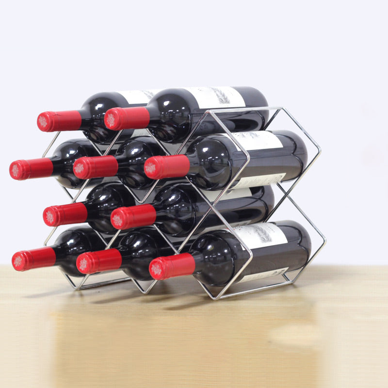 Contemporary Metal Wine Rack Bottle Tabletop Or Countertop Free-Stand Bottle Holder
