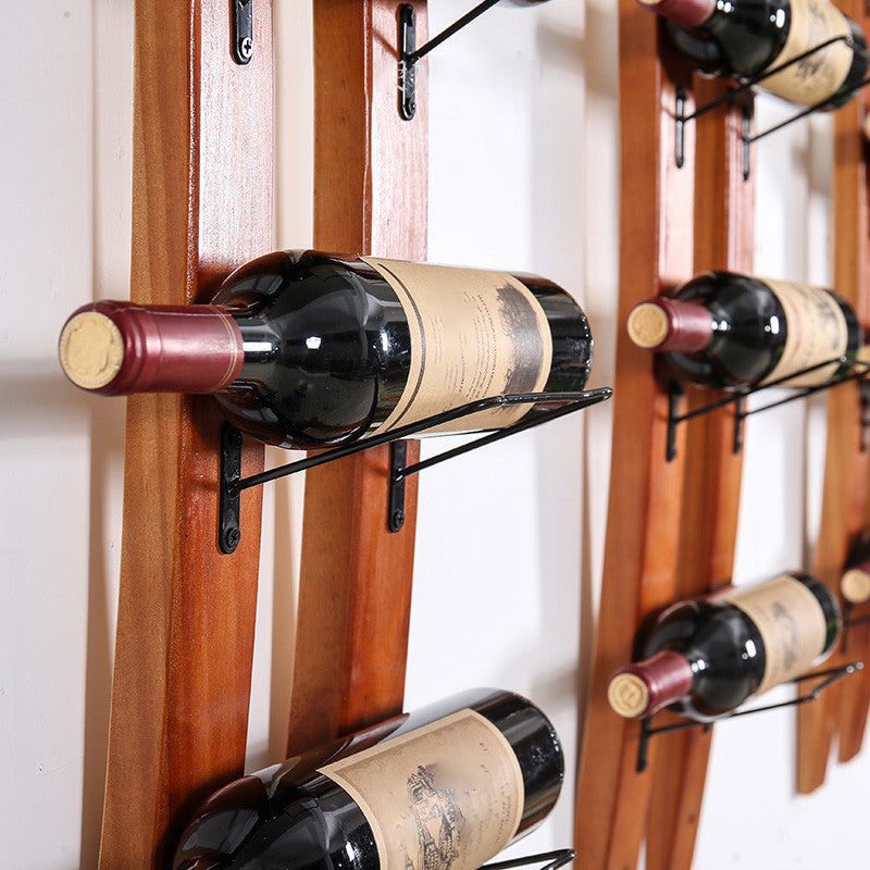 Mid-Century Modern Wine Holder Rack Wall Mounted Pine Wine Shelf