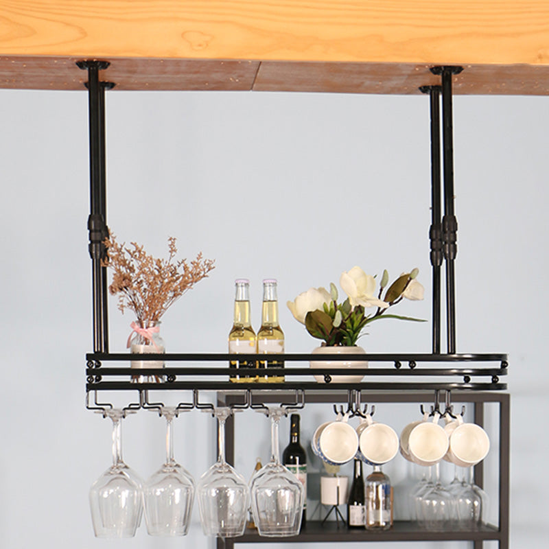 Industrial Hanging Wine Holder Rack Metal Wine Shelf for Kitchen