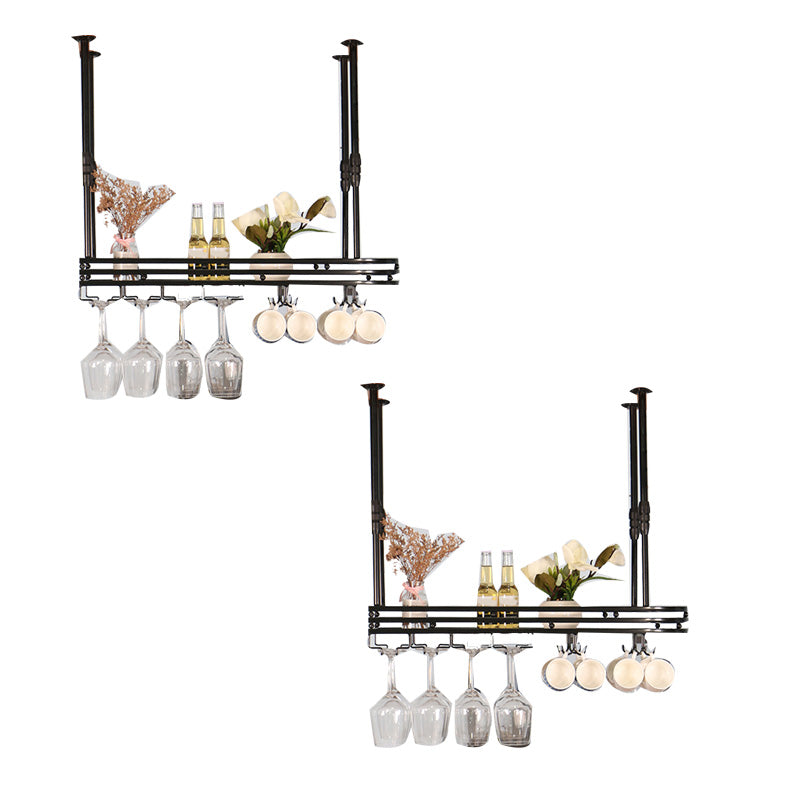 Industrial Hanging Wine Holder Rack Metal Wine Shelf for Kitchen