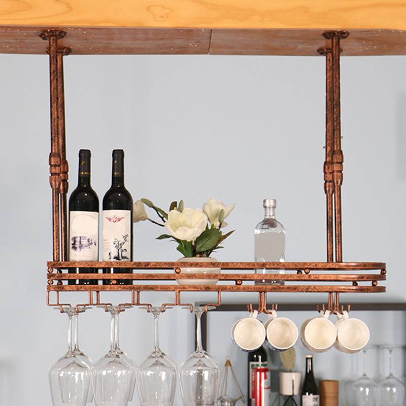 Industrial Hanging Wine Holder Rack Metal Wine Shelf for Kitchen