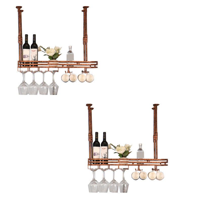 Industrial Hanging Wine Holder Rack Metal Wine Shelf for Kitchen