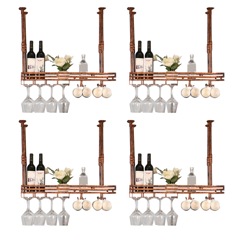 Industrial Hanging Wine Holder Rack Metal Wine Shelf for Kitchen