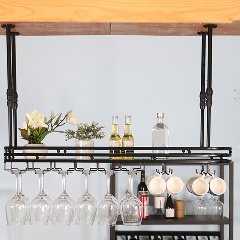 Industrial Hanging Wine Holder Rack Metal Wine Shelf for Kitchen