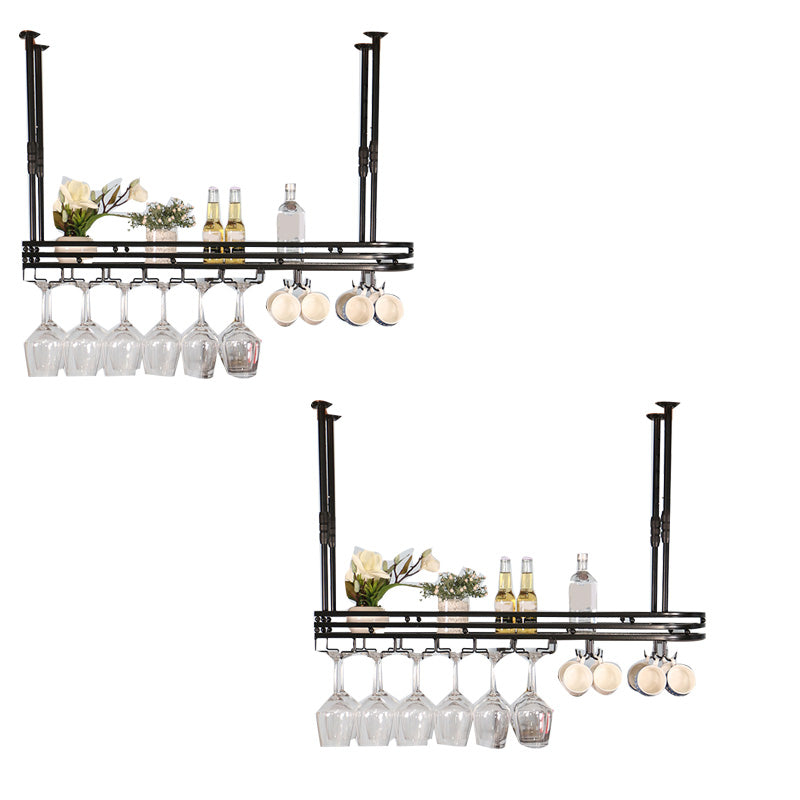 Industrial Hanging Wine Holder Rack Metal Wine Shelf for Kitchen