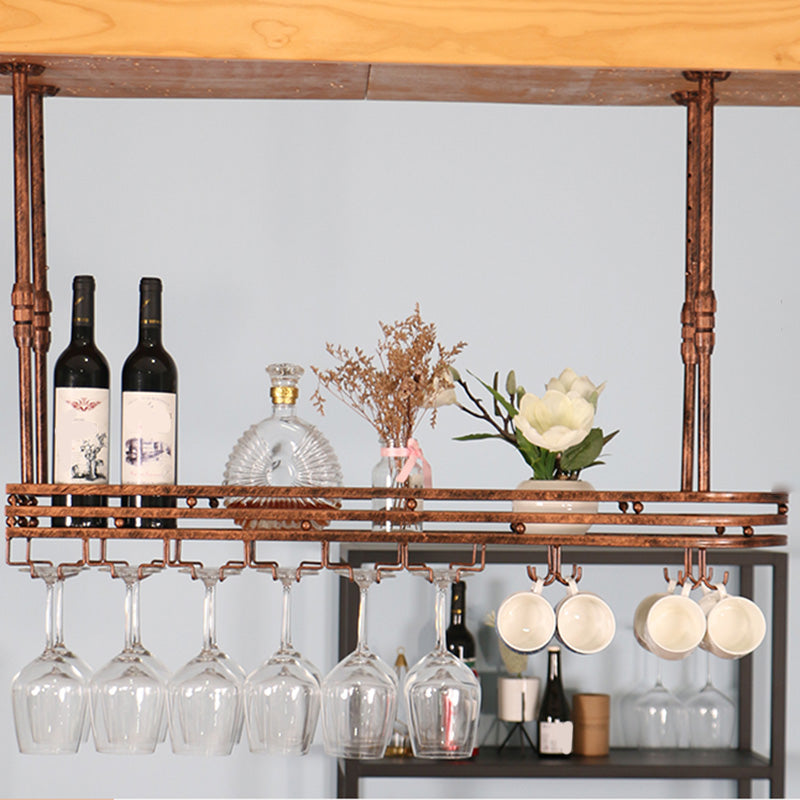 Industrial Hanging Wine Holder Rack Metal Wine Shelf for Kitchen