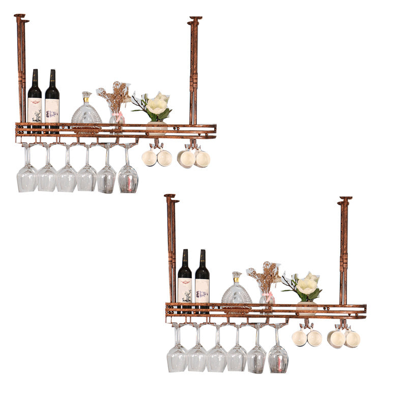 Industrial Hanging Wine Holder Rack Metal Wine Shelf for Kitchen