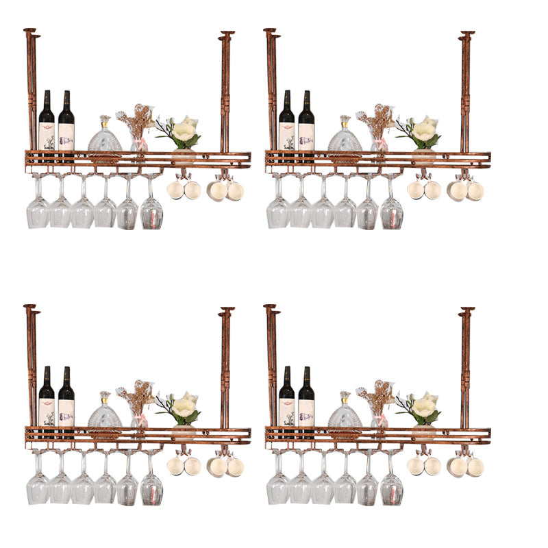 Industrial Hanging Wine Holder Rack Metal Wine Shelf for Kitchen