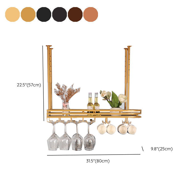 Industrial Hanging Wine Holder Rack Metal Wine Shelf for Kitchen