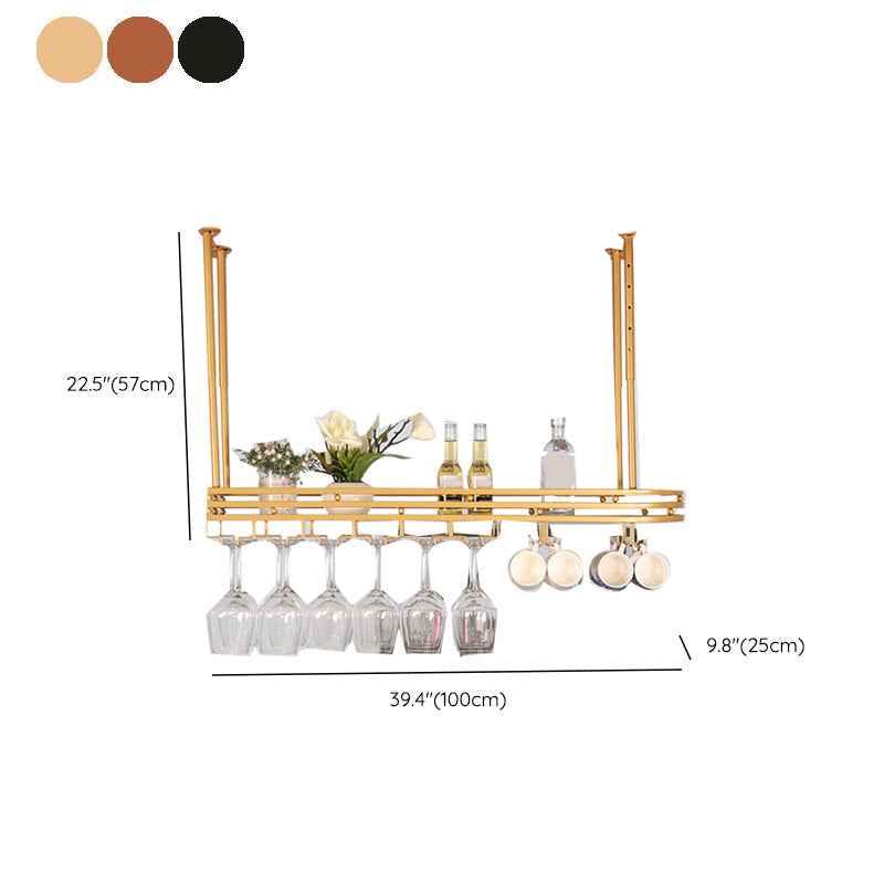 Industrial Hanging Wine Holder Rack Metal Wine Shelf for Kitchen