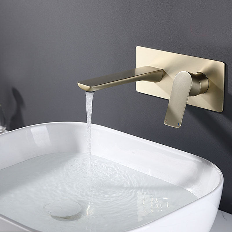 Glam Wall Mounted Sink Faucet Brass Lever Low Arc 2 Hole Faucets Bathroom Faucet