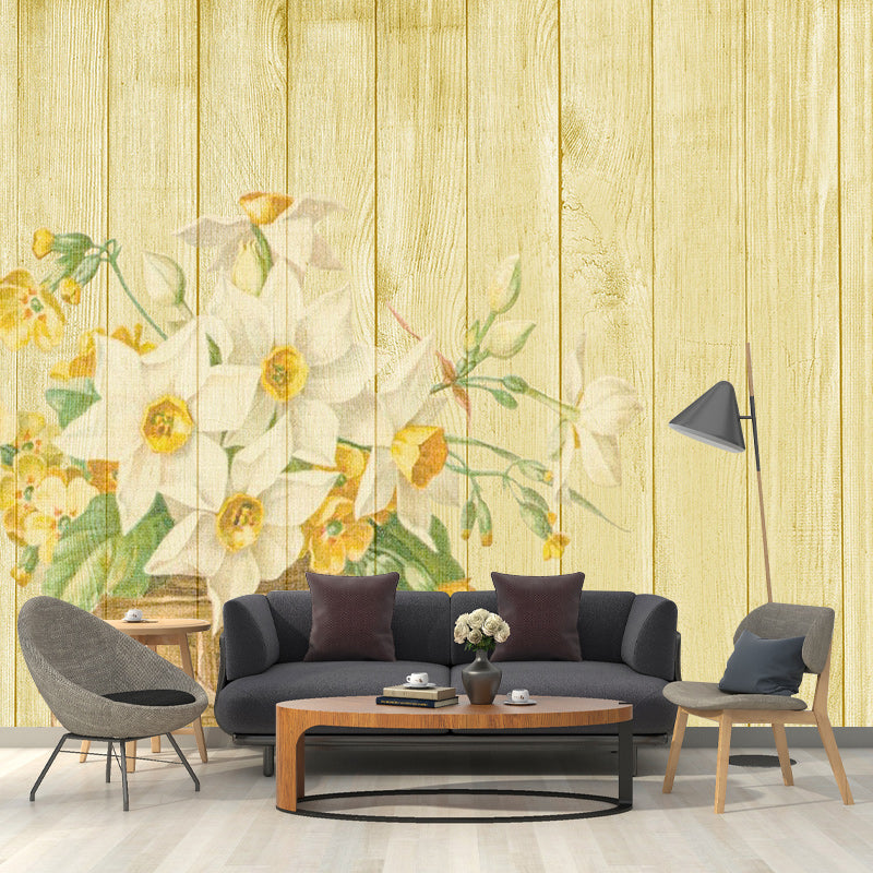 Environment Friendly Wall Mural Wallpaper Plant Printed Wood Sitting Room Wall Mural