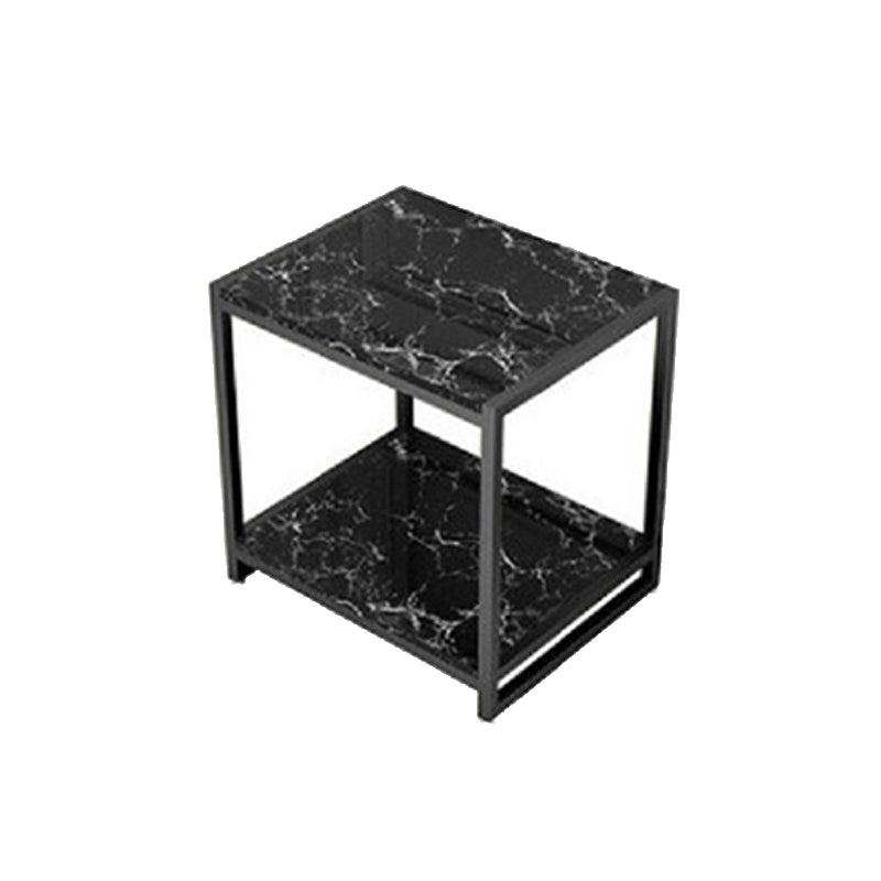 Contemporary Faux Marble Accent Table Nightstand 19.7" Tall Bed Nightstand