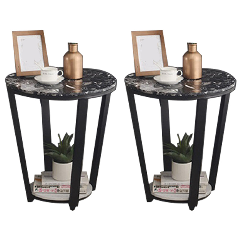 Contemporary Faux Marble Accent Table Nightstand 22.83" Tall Bed Nightstand with 2 Shelves