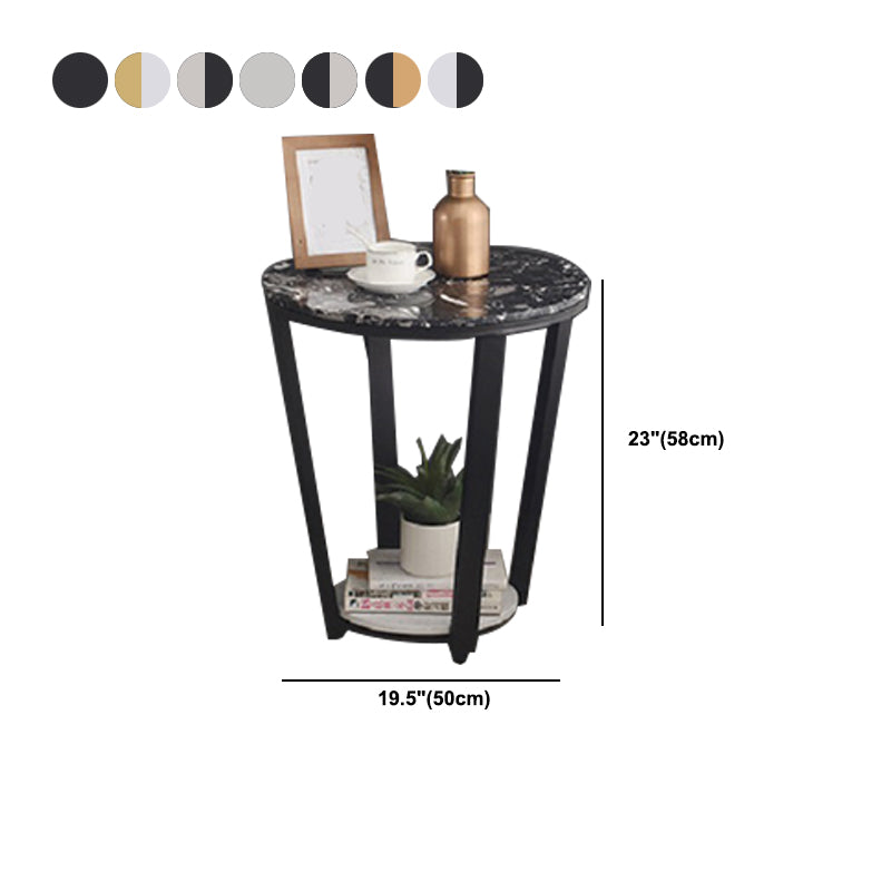 Contemporary Faux Marble Accent Table Nightstand 22.83" Tall Bed Nightstand with 2 Shelves