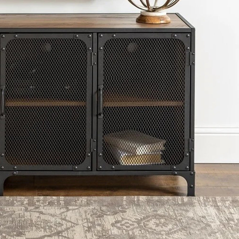 Industrial Wood TV Stand Enclosed Storage TV Media Console with Legs for Living Room