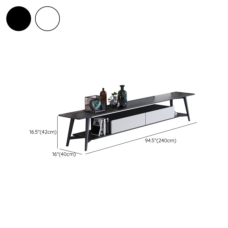 16" W TV Media Stand Modern Open Shelving TV Stand Console with Drawers