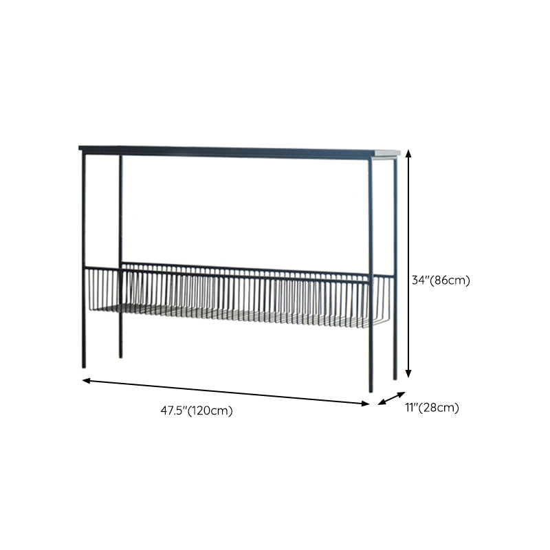 Iron Modern Accent Table 33.86-inch Tall Console Table with Shelves