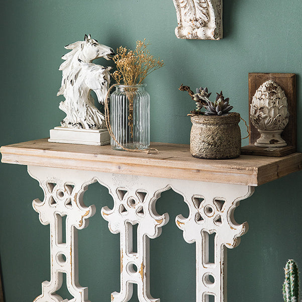 Wood French Country Console Table Distressed Accent Table with Shelf