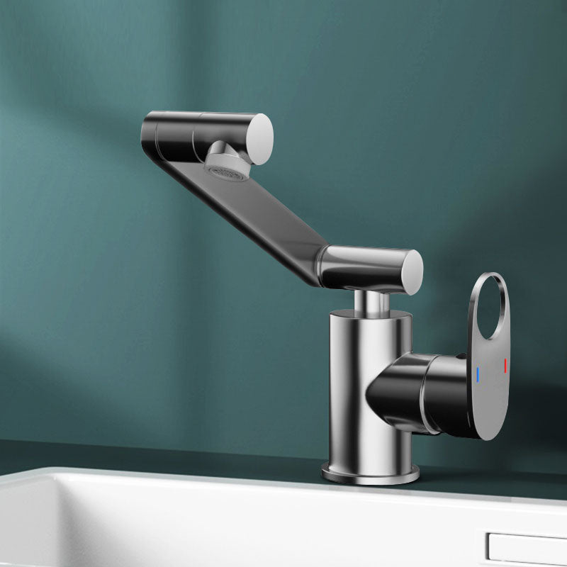 Contemporary Centerset Faucet Lever Handles Rotatable Low Arc Solid Brass Circular Faucet