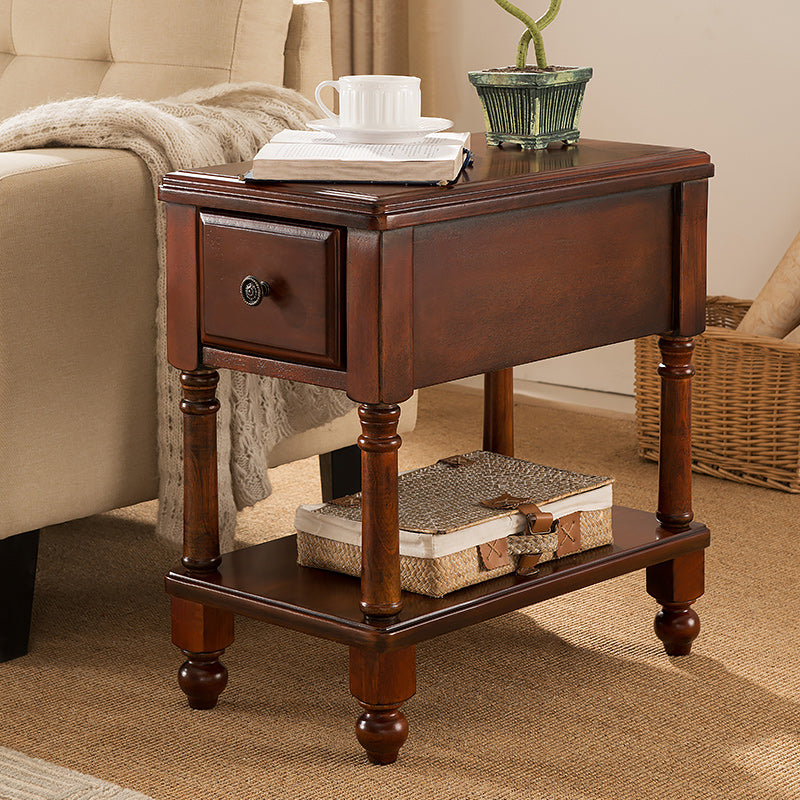 Modernistic Rectangular Side Table Solid Wood 4 Legs End Table