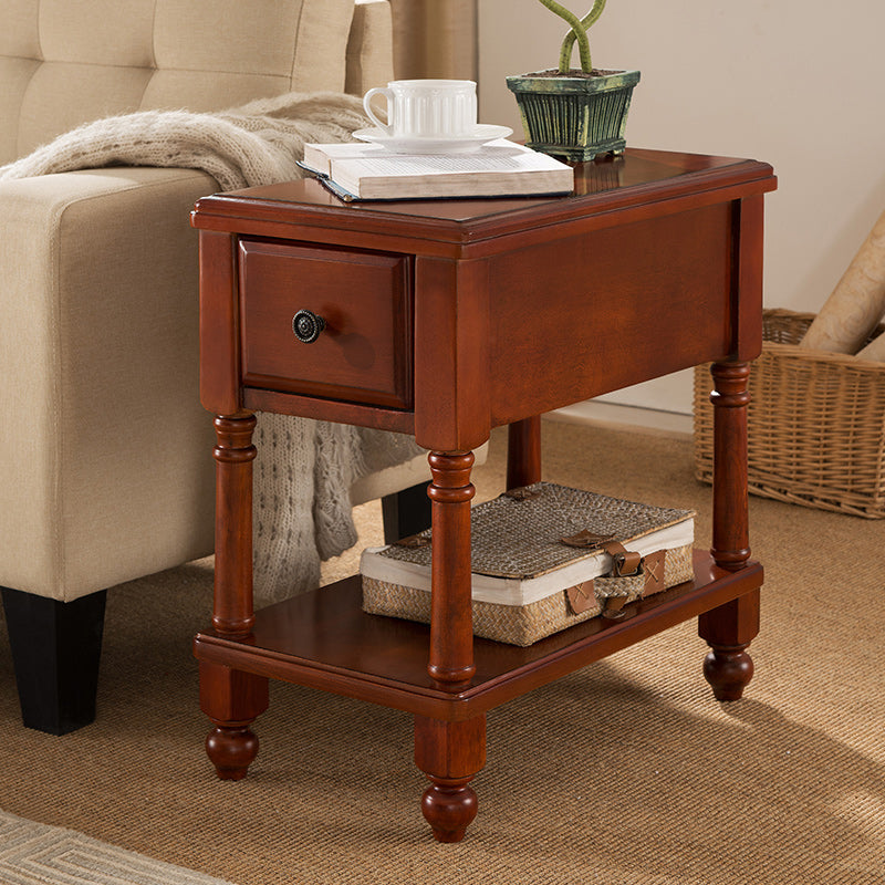 Modernistic Rectangular Side Table Solid Wood 4 Legs End Table