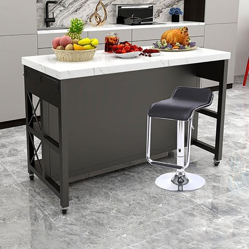 Modern Style Marble Kitchen Trolley Stationary Metal Kitchen Trolley for Dining Room