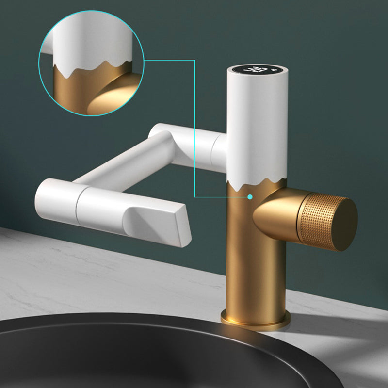 Contemporary Sink Faucet Solid Color Knob Handle Brass Bathroom Faucet