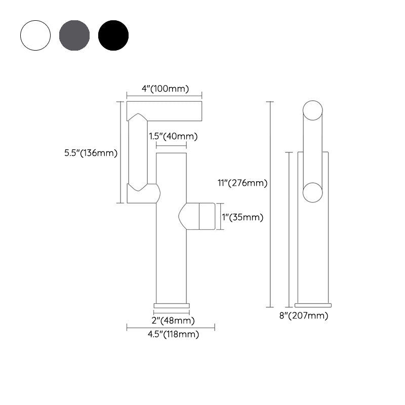 Contemporary Sink Faucet Solid Color Knob Handle Brass Bathroom Faucet