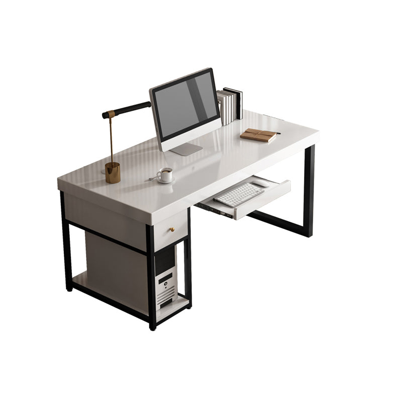 White Contemporary Style Wooden Computer Desk Rectangular Office Desk