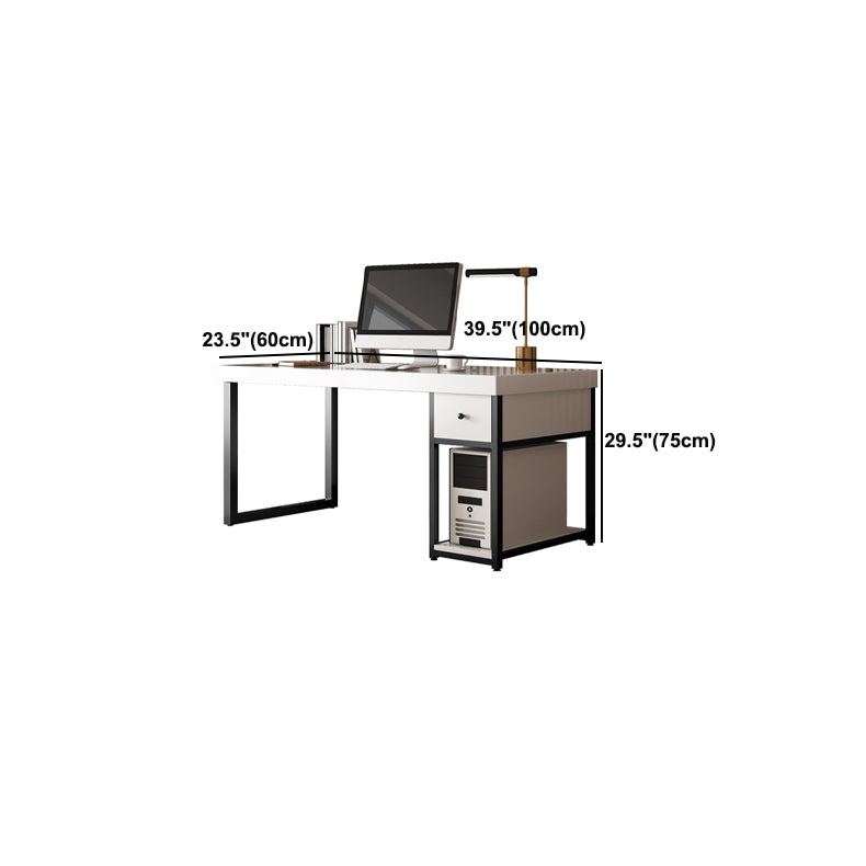 White Contemporary Style Wooden Computer Desk Rectangular Office Desk