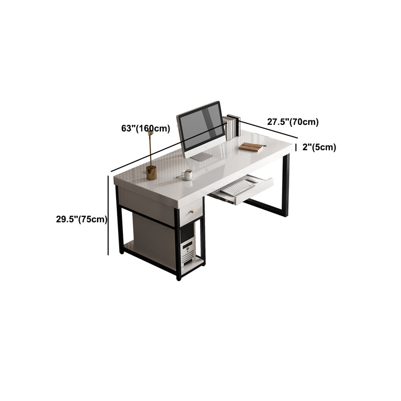 White Contemporary Style Wooden Computer Desk Rectangular Office Desk