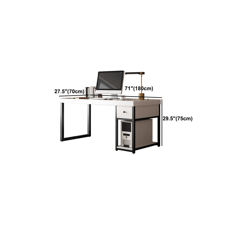 White Contemporary Style Wooden Computer Desk Rectangular Office Desk