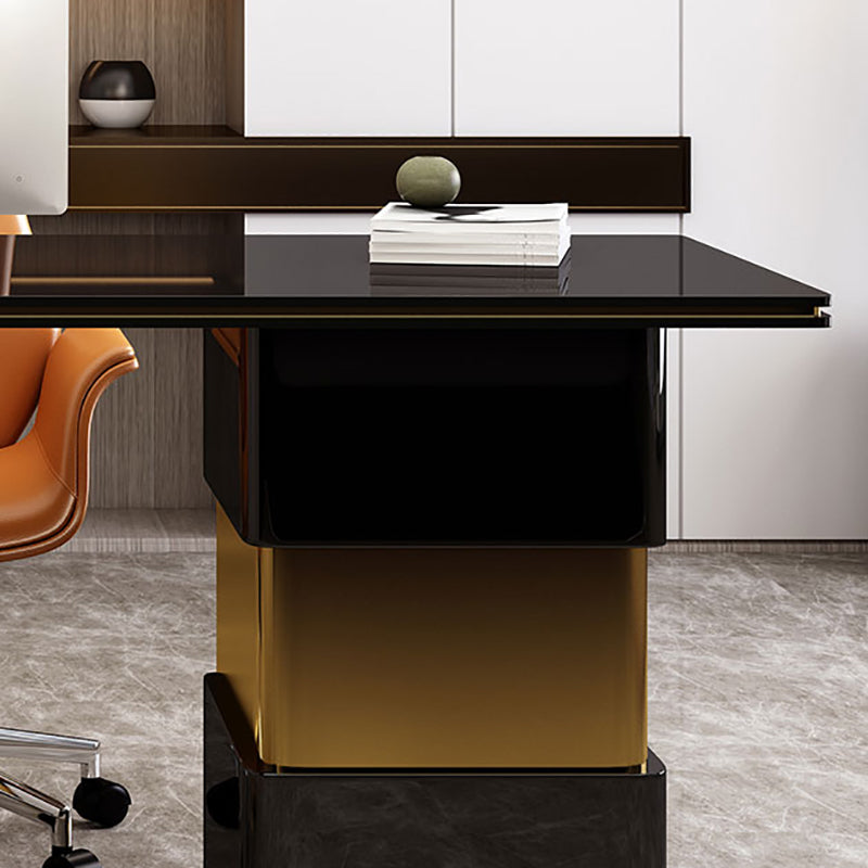 Rectangular with Drawers Office Desk Pedestal Artificial Wood Writing Desk Glam