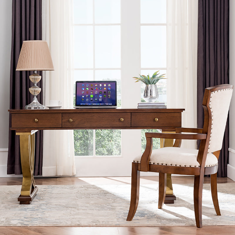 Glam Style Writing Desk Rectangular Wood Office Desk for Home