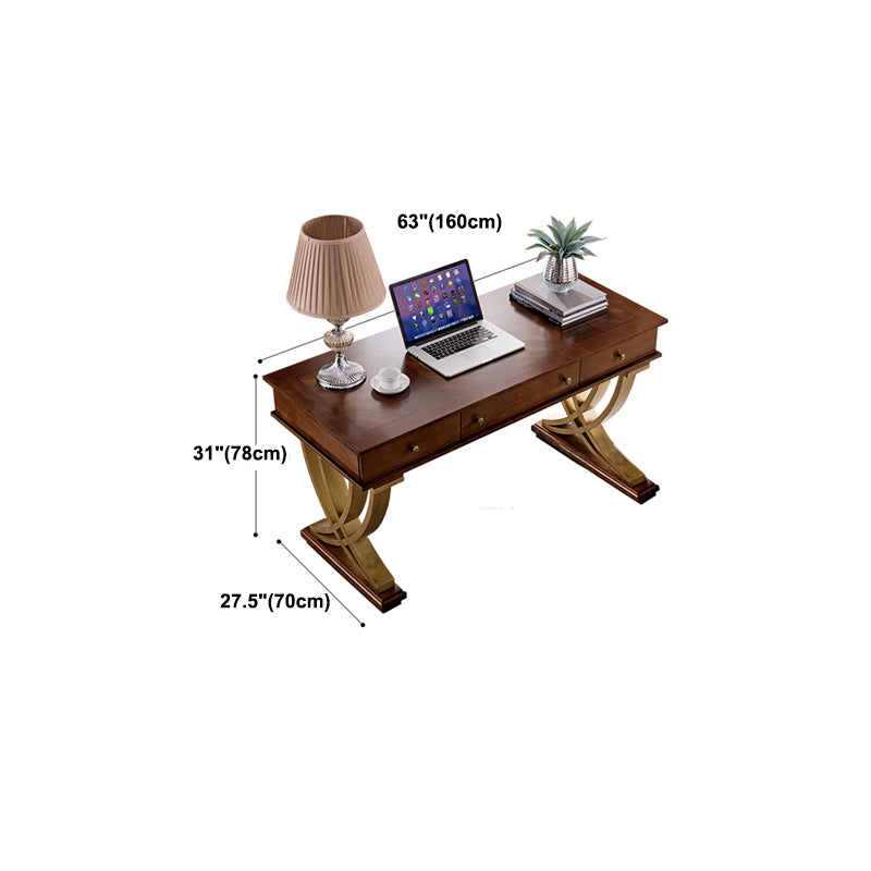 Glam Style Writing Desk Rectangular Wood Office Desk for Home