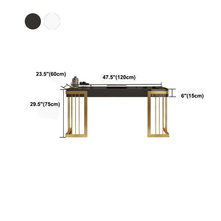 Rectangular Writing Desk Stainless Steel and Artificial Wood Office Desk Glam