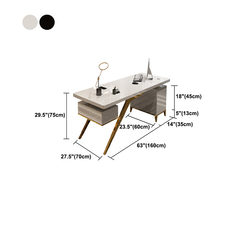 Artificial Wood and Steel Office Desk Pedestal Writing Desk with File Cabinet