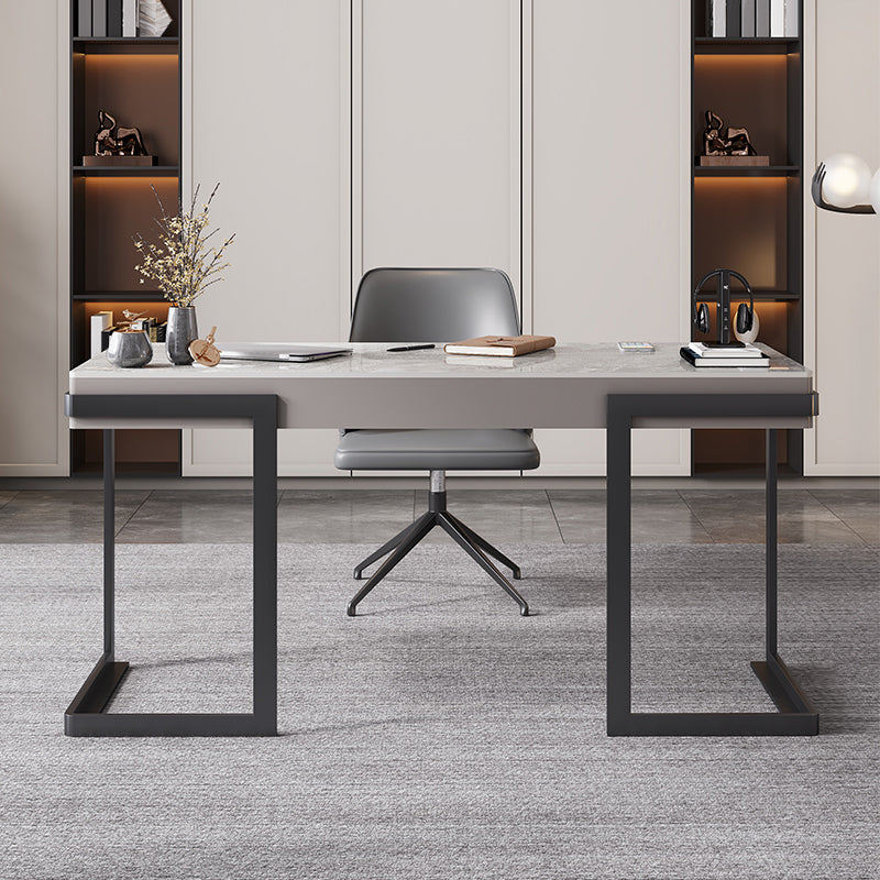 Steel and Stone Office Desk Grey 23.6" Wide Writing Desk Rectangular