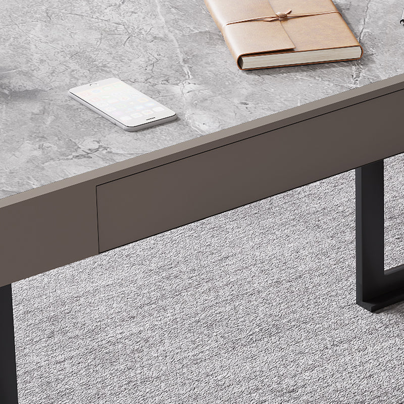 Steel and Stone Office Desk Grey 23.6" Wide Writing Desk Rectangular