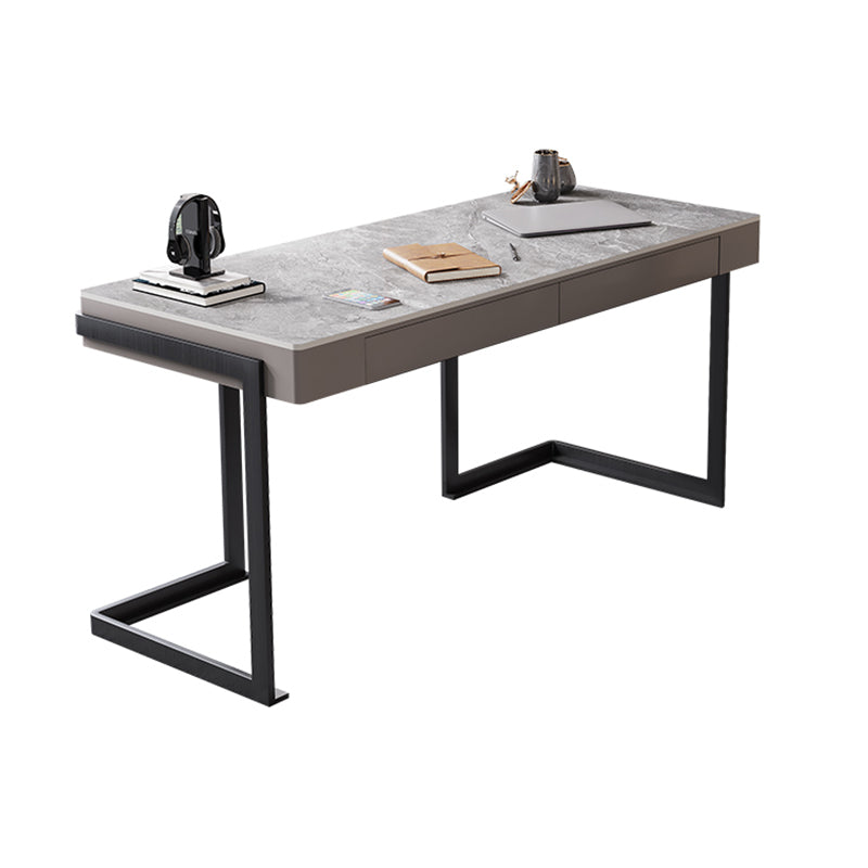 Steel and Stone Office Desk Grey 23.6" Wide Writing Desk Rectangular