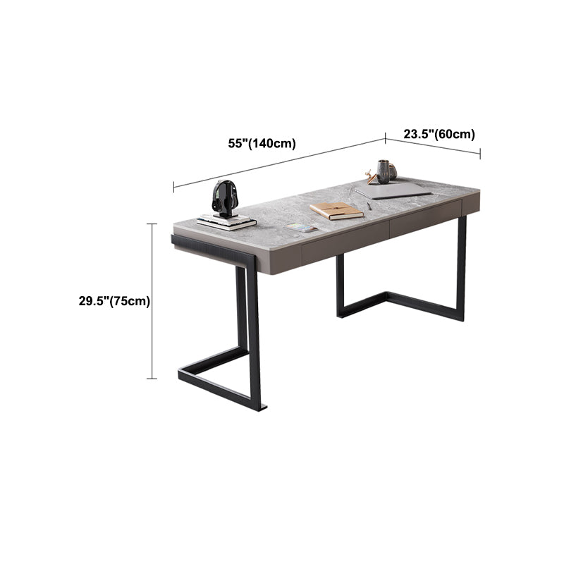 Steel and Stone Office Desk Grey 23.6" Wide Writing Desk Rectangular